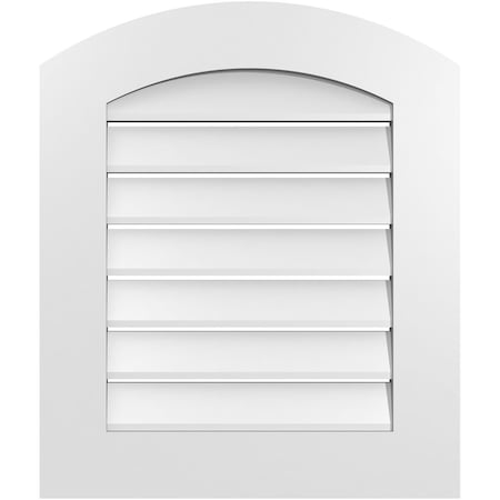Ekena Millwork Arch Top Surface Mount PVC Gable Vent: Non-Functional, w/ 3-1/2"W x 1"P Standard Frame, 22"W x 24"H GVPAR22X2401SN